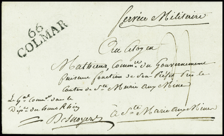 Sainte Marie aux Mines avec franchise manuscrite "Le Gal COMdt le DEPt du haut Rhin Desnoyers. TB