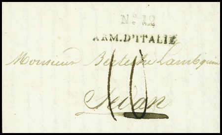 Lettre datée de Milan (1812) avec MP "N12 Arm. D'Italie". TB