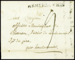 Lettre datée de Fischebach (1792) avec MP "Armée du Rhin". TB