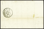 N°3, 2 pièces, obl grille + T15 "Aubin" (1850) - n°4 obl PC 166 + T15 Aubin (1853) sur lettre et n°4 obl grille + T15 Aubin (1851). L'ensemble TB