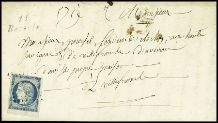 N°4 obl PC 498 + cursive "11 Bozouls" sur lettre. TB