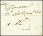 Lettre avec cursive "11 Brusque" + T15 Cabares-s-Dourdon (1847), ind 17. TB