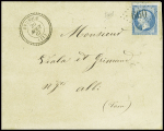 3 lettres : n°14 obl PC 553 + T15 Brusque (1857), n°22 obl PC 660 + T22 Brusque (1867) et n°60 obl GC 660 + T24 Brusque (1873). Les 3 lettres TB