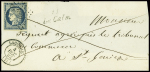 N°4 obl PC 1617 + T15 Laguiole (1852) + cursive "11 La Calm" sur devant de lettre avec rabat. TB