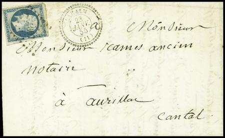 2 lettres : n°14 obl PC 1607 + T22 Lacalm (1855) et n°22 obl GC 1913 + T22 Lacalm (1867), ind 17 et ind 16. TB