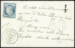 N°60 sur lettre avec T17 "Maleville (11)" (1875) + taxe 40 double-trait pour timbre ayant déjà servi + dossier de saisie jaune avec CAD