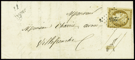 N°1, touché à droite obl PC 2215 + cursive "11 Najac" sur lettre. TB