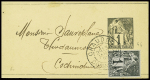 Col. Gen. N°46 obl CAD "Chaudoc Cochinchine" (1893) sur entier postal bande 1c Alphée Dubois et entier carte-lettre 15c Alphée Dubois obl CAD
