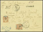 Indochine n°12, 2 pièces, obl CAD "Hong-Hoa Tonkin" (1899) sur lettre chargée (VD 500F). TB