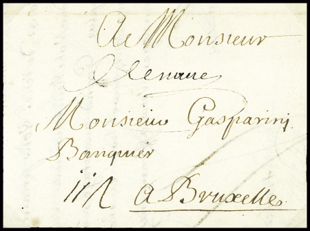 MEURTHE ET MOSELLE (Nancy) : marque manuscrite "De Nancy" (L n°1 - 1700) sur lettre pour Bruxelles), ind 20. TB