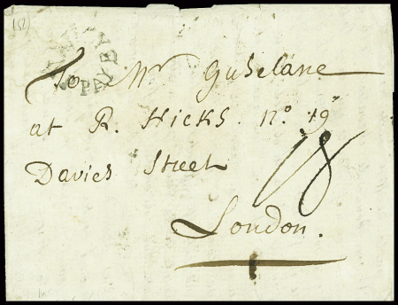 Rare MP circulaire "Nancy P.Payé" (L n°35 - 1774) avec  taxe 16 sols au verso (8 sols de Nancy à Paris et 8 sols de Paris à Calais) et taxe 18 sols