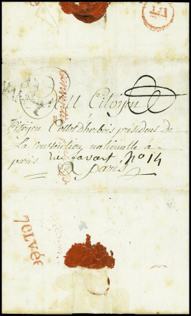 Lettre avec texte daté de la prison militaire de Nancy le 2 juillet 1793 concernant 8 militaires détenus et adressée à Collot d'Herbois