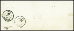N°14 sur lettre avec T15 Nancy (1859) + taxe 30 double-trait + mention manuscrite au crayon rouge "Timbre paraissant avoir déjà servi" + circulaire de saisie