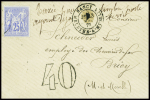 N°78 sur lettre avec CAD "Nancy Meurthe et Moselle" (1877) + taxe 40 double-trait + mention manuscrite "taxée pour timbre ayant déjà servi". TB