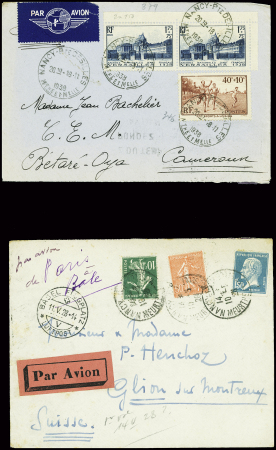14 plis militaires de Nancy au 20e siècle dont cachet rouge de la base aérienne de Nancy repliée à Tours (sept 1939). TB