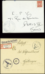14 plis militaires de Nancy au 20e siècle dont cachet rouge de la base aérienne de Nancy repliée à Tours (sept 1939). TB