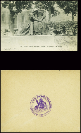 14 plis militaires de Nancy au 20e siècle dont cachet rouge de la base aérienne de Nancy repliée à Tours (sept 1939). TB