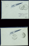 3 env. Air Bleu obl. Nancy RP avion (24.9.35 - 18.7.35), Nantes RP avion (1.4.36) pour Nancy avec signature du pilote Darque et Metz avion (1.4.36)