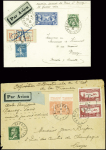 9 env. des vols spéciaux de l'exposition de Nancy (Paris Nancy et Nancy Paris 1929 - 1930) dont un imprimé urgent (Muller n°226 et 272). TB
