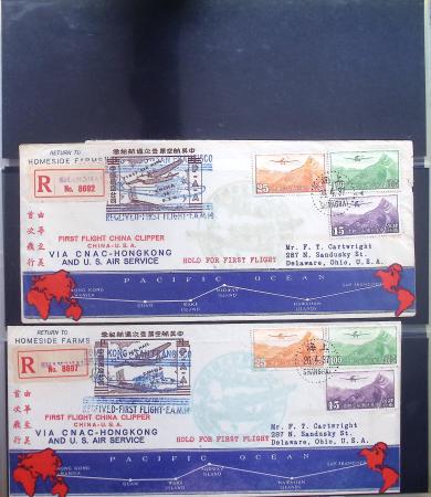 Album Safe noir contenant 82 plis divers aviation dont 2 lettres recommandées Hong-Kong - San Francisco par China clipper (26.4.37)