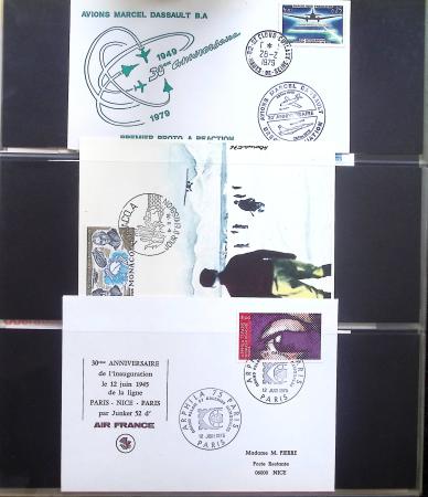 Album Safe noir contenant 82 plis divers aviation dont 2 lettres recommandées Hong-Kong - San Francisco par China clipper (26.4.37)