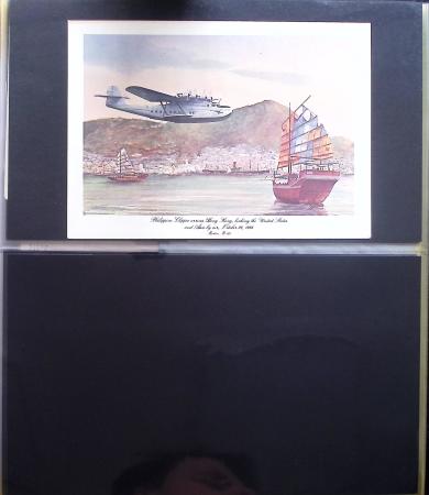 Album Safe noir contenant 82 plis divers aviation dont 2 lettres recommandées Hong-Kong - San Francisco par China clipper (26.4.37)