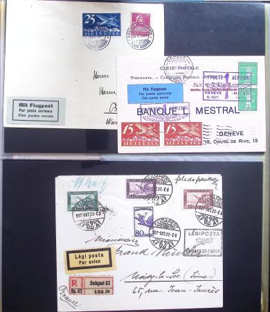 Album Safe noir contenant 82 plis divers aviation dont 2 lettres recommandées Hong-Kong - San Francisco par China clipper (26.4.37)