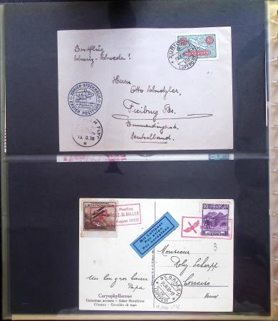 Album Safe noir contenant 82 plis divers aviation dont 2 lettres recommandées Hong-Kong - San Francisco par China clipper (26.4.37)