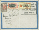 3/7 - 12 - 37 Djibouti - France, lettre recommandée avec cachet rect noir du raid avec erreur  1397 au lieu de 1937 (Muller n°16a Côte des Somalis)