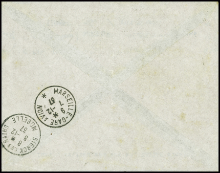 3/7 - 12 - 37 Djibouti - France, lettre recommandée avec cachet rect noir du raid avec erreur  1397 au lieu de 1937 (Muller n°16a Côte des Somalis)