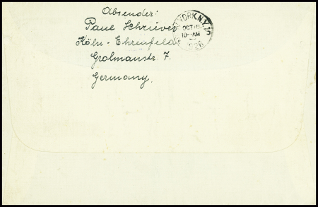 Allemagne PA n°37 OBL 7 oct 28 sur lettre du vol Zeppelin Friedrichschafen - Rochester (USA) avec cachet ovale bleu "Mit Luftschiff LZ 127 befordert"
