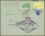 Uruguay n°350 + PA14 + PA18 obl. Montevideo (21.5.30) sur lettre pour l'Allemagne avec grand cachet losange violet