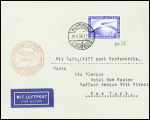 Allemagne PA n°36 obl. Wuppertal (31.4.36) sur lettre parZeppelin pour New-York avec cachet rouge "Deutsche luftpost Europa - Nordamerika". TB