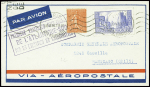 10/15.5.1930 (Paris) - Toulouse - Dakar - Santiago du Chili par Mermoz, Dabry et Gimié, lettre AFF n°199 + 261 avec cachet rect violet