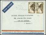N°260 en paire OBL CAD rond "Paris 42A aéropostale" (4.7.31) sur lettre par l'Aéropostale pour Rio de Janeiro. TB