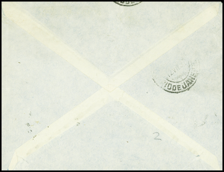 N°260 en paire OBL CAD rond "Paris 42A aéropostale" (4.7.31) sur lettre par l'Aéropostale pour Rio de Janeiro. TB