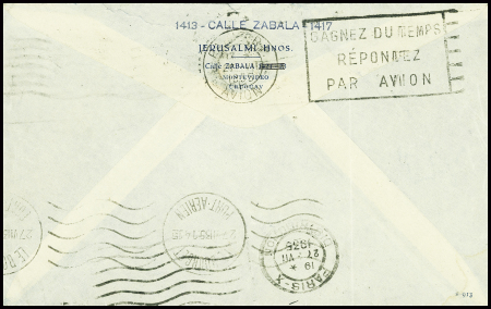 Uruguay PA n°69 obl. Mec Montévidéo (1935) avec au verso arrivée Paris 27.7.35. TB