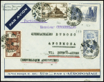 N°258 + 260 + 261 + 297 obl. Le Havre (23.11.34) sur lettre pour Formosa (Argentine) avec au verso cachet noir en forme d'aile