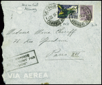 Brésil n°207 + PA31 obl. Sao Paulo (22.9.34) sur lettre pour Paris avec cachet rect noir "transporté entièrement par avion", arrivée Paris 27.9.34. TB