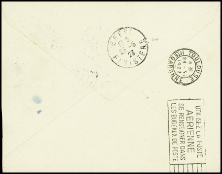 Sénégal n°76 OBL Dakar (10.5.23) sur lettre pour Brest avec petit cachet violet "Mairie de Dakar Sénégal" (Muller n°1 Sénégal Dakar -Casablanca). TB