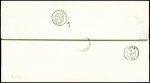 N°1 OBL grille + T15 Nérac (1851) sur faire part de deuil pour Condom réexpédié à Clairac. TB. Cote 775€