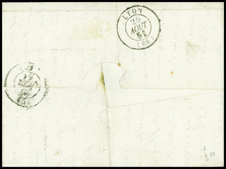N°4 OBL grille + T13 "Pézenas (33)" (1851) sur lettre, ind 14. TB