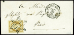N°9, 10c bistre-jaune, obl. Étoile muette + CAD "Lettre AFFie de Paris pour Paris" (1863) sur lettre. TB