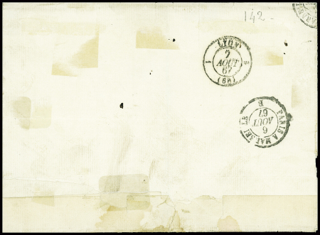 N°29 OBL losange de points "EU" + CAD "Exposition universelle postes" (1867) sur lettre. TB