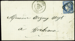 N°44 OBL GC 359 + T17 Bayonne (24 nov 70) sur lettre, certificat Calves. TB. Cote 1300€