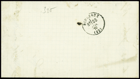 N°44 OBL GC 359 + T17 Bayonne (24 nov 70) sur lettre, certificat Calves. TB. Cote 1300€