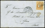 N°48, 40c orange, OBL GC 2535 + T17 Morez du Jura (1871) sur lettre pour Gênes. TB