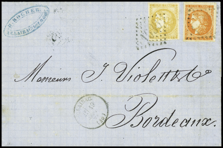 N°43 + 48 obl. GC 1036 + T16 "Clairac (45)" sur lettre, bel AFF. TB