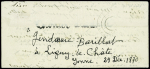 N°37 obl. Étoile 3 + CAD "Paris Pl. de la Madeleine" (27 dec 70) sur ballon monté pour Saintes (Le Bayard)