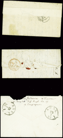 2 lettres postées à Paris pour Montpellier (28 janv 71) et pour Londres (17 fev 71) + 2 formules neuves "par ballon monté", 1 lettre en franchise